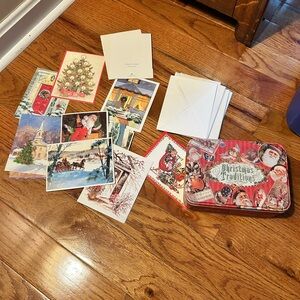 Vintage 1990s Christmas Cards 20+ With Envelopes In Vintage Looking Tin